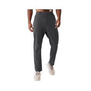 กางเกงยืดผ้าแคนวาสสีล้วนสำหรับผู้ชาย, กางเกงกีฬาลำลองขาตรงเอวหลวมสีทึบระบายอากาศได้สวมใส่สบาย - Product Image 1