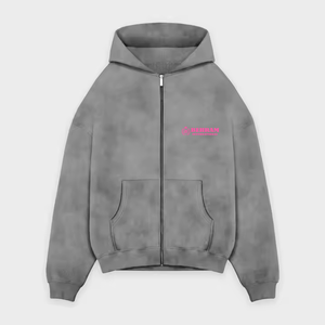 Sweat à capuche unisexe en molleton de coton respirant et à séchage rapide, avec fermeture éclair, design de logo personnalisé, style streetwear, pour l'hiver - Product Image 2