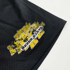 Short de basket-ball pour homme en maille noire de haute qualité avec logo personnalisé grande taille respirant mi-élastique tricoté à séchage rapide - Product Image 5