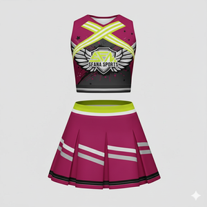 ชุดยูนิฟอร์มเชียร์ลีดเดอร์แบบสั่งทำพิเศษ สีแดงดำ ผ้าโพลีเอสเตอร์ เสื้อ/กางเกงขาสั้น ระบายอากาศได้ดี ชุดฝึกซ้อมเชียร์ลีดเดอร์สำหรับโรงเรียน รับผลิตแบบ OEM - Product Image 1