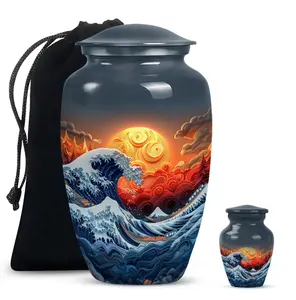 Les vagues de l'océan embrassent une urne funéraire pour les cendres - Product Image 2