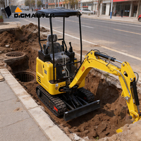 Mini-excavatrice sur chenilles rétractables 1500 kg, petite pelle mécanique, moteur Kubota, pour espaces étroits