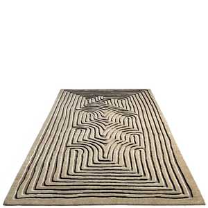 Alfombra de lujo hecha a mano de diseño alto y bajo de alta calidad 100% alfombras de lana fina para sala de estar piso patrón abstracto juegos de alfombras - Product Image 1