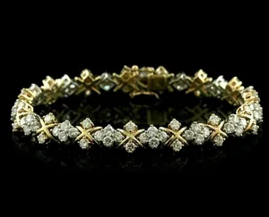 Bracelet Tennis Femme Plaqué Or Jaune 14K 4 Ct Taille Ronde Diamant Simulé Moissanite Bracelets Elégants pour Femme - Product Image 3