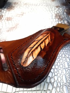 Porte-couteau pliant de poche en cuir à gauche pour couteau d'extérieur, couteaux de survie - Product Image 2