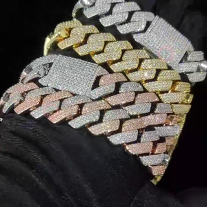 Collar cubano de Hip-Hop para hombre/mujer de Plata de Ley 925 chapado en oro fino D VVS cadena de eslabones de diamante cultivado en laboratorio de moissanita Natural - Product Image 1