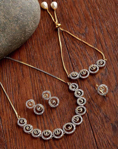 Haut fabricant indien plaqué or AD Cz pierre collier Bracelet Combo ensemble pour filles femmes fête porter des bijoux ethniques - Product Image 1