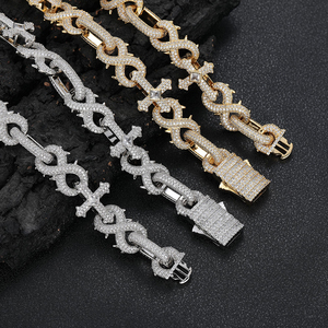 14K 18K โซ่ทองทึบสีขาวคิวบาห่วงโซ่สร้อยข้อมือเพชร HIPHOP Link Chain สำหรับผู้ชายสร้อยคอเครื่องประดับที่ดี - Product Image 4
