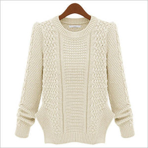 2023 hiver haute qualité gros câble tricot pull col rond dames circulaire tricoté pull - Product Image 6