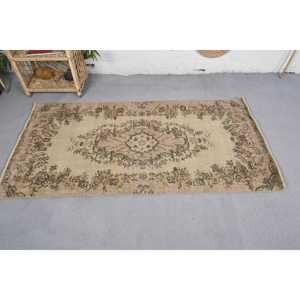 พรมขนาด 3.1x6 ฟุต, พรมตุรกีโบราณ, พรมขนสัตว์สีน้ำตาลเบจ - Product Image 3