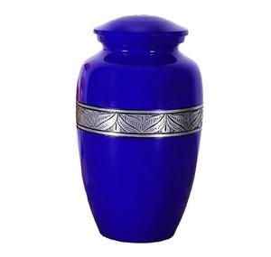 Urnas de cremación grabadas en aluminio para cenizas, urnas funerarias decorativas para adultos para cenizas humanas, entierro femenino y masculino azul - Product Image 5