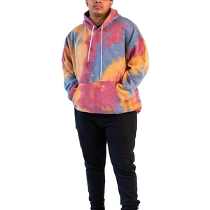 2025 meilleure qualité hiver couleurs unies polaire pull déchiré coupe régulière en détresse Vintage Denim acide lavage cravate Die sweats à capuche - Product Image 3