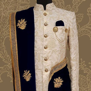 2024 nuevo vestido Stunner Indo-Western Sherwani para hombre con zapatos a juego pesado Zardozi bordado traje de boda de talla grande - Product Image 1