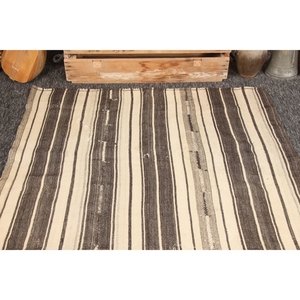 Alfombra Vintage KLM de 4.6x7.9 pies (140x240 cm), Alfombra Turca a Rayas Beige - Product Image 2