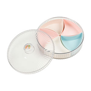 HOKORI Plateau à collation rond avec 5 compartiments Boîte à bonbons en plastique transparent pour les vacances du Têt et la maison - Product Image 2