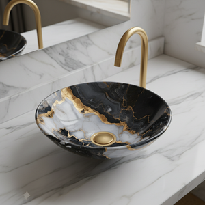 Évier de salle de bain en métal de forme ronde unique Lavabo de table personnalisé en marbre pour la rénovation d'hôtel Fournisseur direct d'usine - Product Image 2