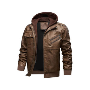 Leather Jacket Biker <b>Distressed</b> Leather <b>Top</b> Quality Material Plus Size Men's Jackets - Product Image 3