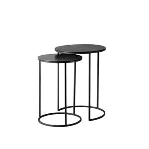 Table d'appoint Offre Spéciale en aluminium et fer Lot de 2 tables gigognes en cuivre et noir pour salon et chambre à coucher - Product Image 1