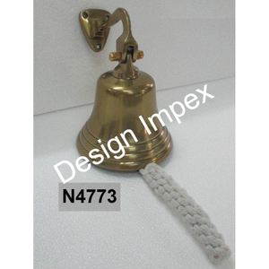 Campana Náutica de barco marino de tendencia con mango de cuerda blanca, superventas, campana de pared de latón colgante, campanas decorativas de diseño antiguo - Product Image 4