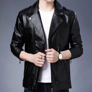 Chaqueta de Motociclista de Invierno Premium para Hombre, Lona con Parches de Piel de Vaca, Bordado Chenille, Bloques de Color, Estilo Vintage, Forro Polar, Impermeable y Cortavientos - Product Image 1