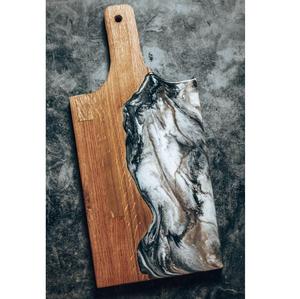 Tabla de cortar de madera de ILAHI con forma rectangular de 1,5 cm de espesor Mango ecológico y antideslizante-Utensilios de cocina de arte funcional - Product Image 1