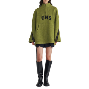 Sudadera de Felpa Personalizada de Alta Calidad, Holgada, Cuadrada, Extra Grande, con Media Cremallera, Cremallera en la Parte Trasera de la Manga, Gruesa, para Mujer - Product Image 2