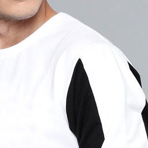 Sudadera de cuello redondo de felpa francesa con bloque de Color y logotipo personalizado 100% algodón mezclado Patchwork Streetwear básico con forro frontal para hombres - Product Image 4