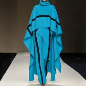 Conjunto de moda de tops de capa suelta para mujer, conjuntos a juego simples de 2 uds de retazos de otoño e invierno, trajes elegantes de cuello alto para mujer 2025 - Product Image 6