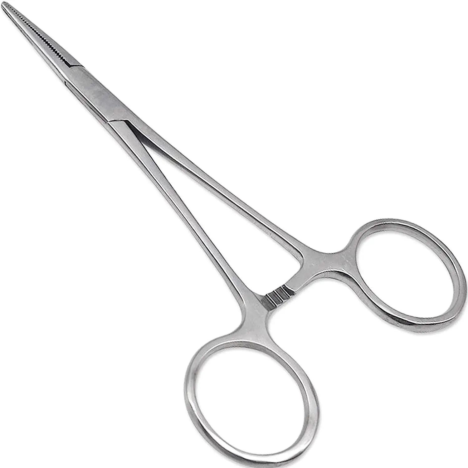 Precise Kelly Hemostat Forceps Locking Tweezers Clamp, Silver, 5.5 Inches, Straight and Curved Stainless Steel