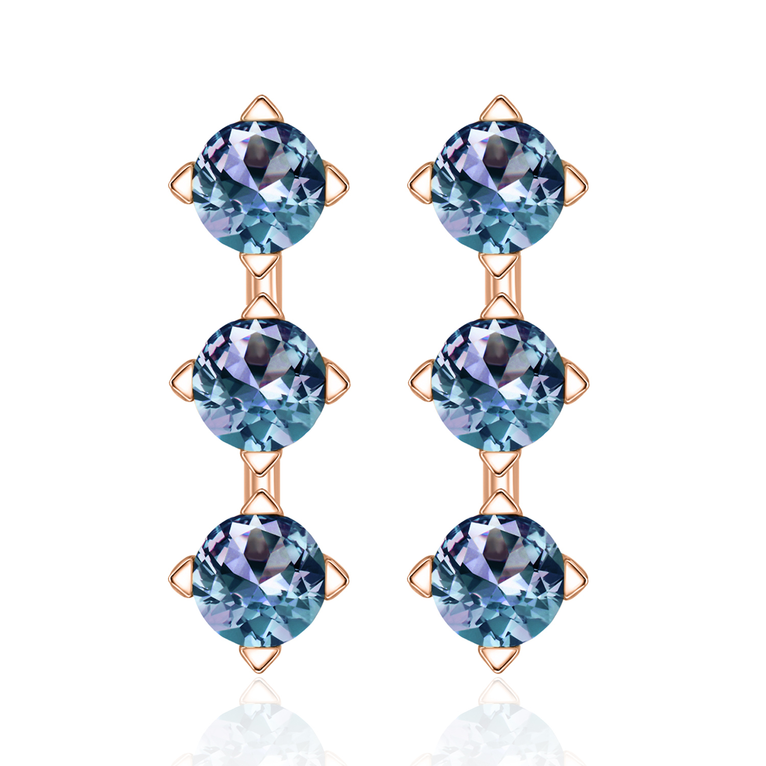 Boucles d'oreilles élégantes en laiton plaqué or rose 18 carats