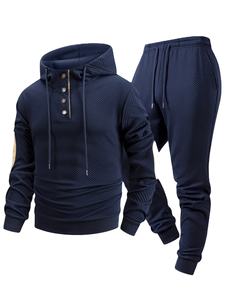 Ensemble de survêtement décontracté pour homme automne-hiver, jogging en plein air, sweat-shirt et pantalon 2 pièces avec capuche - Product Image 6
