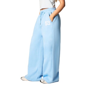 Nouveau pantalon cargo décontracté ample pour femme 2026, jogging taille haute élastique, pantalon de survêtement teint couleur ciel pour le printemps - Product Image 1