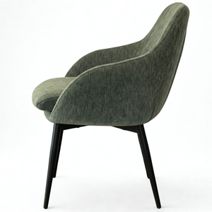 Silla de Comedor Acolchada de Lujo Estilo Europeo LOTUS, Respaldo Curvo, Cojín Suave, Patas de Metal Negro, Muebles de Comedor - Product Image 3