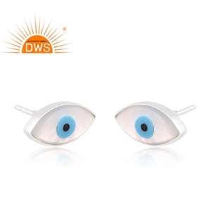Best Quality <b>Fine</b> Sterling Silver Natural Mother of Pearl Eye Design <b>Stud</b> <b>Earring</b> Custom Jewelry for Women Gift for Her - Product Image 2