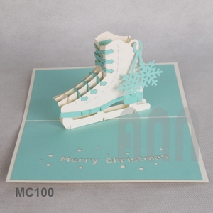 Nouvel An Noël Carte-Cadeau 3D Pop-up Patin À Glace Invitation Carte De Voeux Papier Souvenir Impression Offset Vietnam Mat - Product Image 1