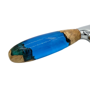Mango de cuchillo a escala de madera y resina de las mejores tendencias, Escala de mango de cuchillo azul de resina, fabricación de artesanías de la mejor calidad, diseño superior - Product Image 2