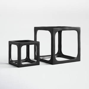 Set of Two Square Shape Aluminum Sculpture Trending Selling Metal Unique Design Sculpture for Home Living Room Office <b>Decoration</b> - Product Image 2
