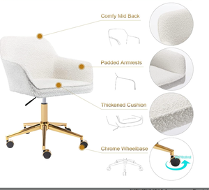 <span class=keywords><strong>Fauteuil</strong></span> <span class=keywords><strong>pivotant</strong></span> confortable en tissu flou réglable en hauteur avec base en métal doré et roues pour chambre <span class=keywords><strong>Table</strong></span> <span class=keywords><strong>de</strong></span> maquillage salon - Product Image 5