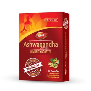 Dabur Ashwagandha Viên nang tăng cường miễn dịch Thảo Dược 20 viên nang gói 5 viên hiệu quả cho điểm yếu chung bổ sung sức khỏe thủy tinh - Product Image 1