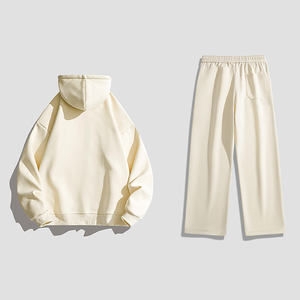 Wholesale Custom 350g <b>Heavy</b>-<b>Duty</b> Fleece Thickened Double-Head <b>Zipper</b> Hoodies Pant Sets Casual Knitted Pullover for Both Autumn - Product Image 3