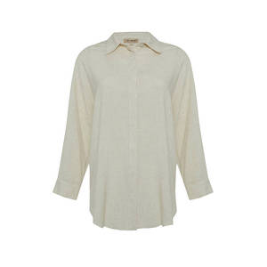 Blusa Informal de Lino para Mujer, Corte Holgado, Corta, Primavera Verano - Product Image 1