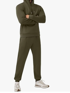 ชุดวอร์มผู้ชาย 2 ชิ้น สำหรับฤดูหนาว ผ้าฝ้าย 100% เสื้อฮู้ดมีเชือกผูก และกางเกงวอร์มพิมพ์ลายดิจิทัล - Product Image 4