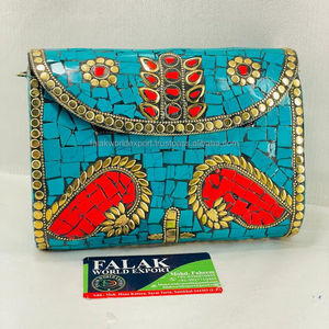 Tendance pierre mosaïque métal sac Antique ethnique mariée pochette indien élégant pochette pour femmes soirée et mariage par FWE - Product Image 1