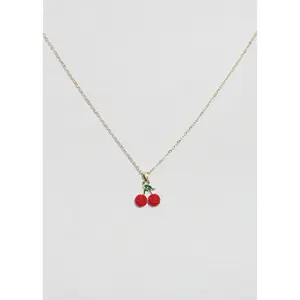 Collana Trendy A3shop con Ciondolo a Forma di Ciliegia, Placcata in Oro, con Croce, Farfalla, Cuore, Diamante, Perla, Catena a Maglie per Regali e Feste - Product Image 6