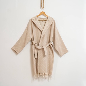 Albornoz turco Diamond con forro de felpa, beige, con capucha, 100% algodón - Product Image 5