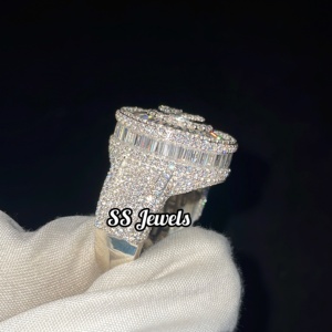 แหวนหมั้นเงิน925ใส่ได้ทั้งชายและหญิงพร้อม VVS Lab ที่เติบโตขึ้นแบบ Baguette ฮิปฮอป Baguette ตัดเพชรออกสำหรับผู้ชายและผู้หญิง - Product Image 6