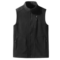 Gilet polaire homme personnalisé avec logo OEM, coupe ajustée, sans manches, entièrement zippé, col roulé, pour la chasse et les activités de plein air