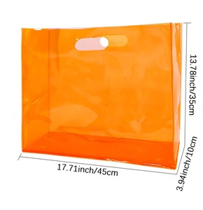Custom Orange PVC <b>Plastic</b> <b>Tote</b> Shopping Bag | Waterproof Foldable Gift Packaging Pouch | Heavy Duty Clear Colored PVC Han - Product Image 3