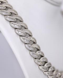 สร้อยคอเพชรฮิปฮอปเย็น18K Baguette VVS Moissanite cuban Link Chain สำหรับผู้ชาย - Product Image 4