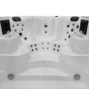 Spa com piscina de turbina de 5,8 m piscina infinita ao ar livre banheira de hidromassagem de luxo com 3 assentos de massagem para hotel